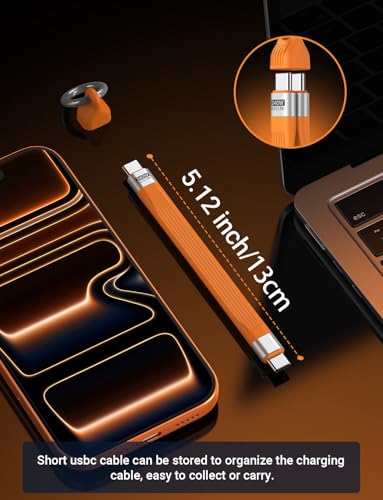 VAFOTON PD 240W Short USB C Cable/USB 4.0 USB C Short Cable/40Gbps Transfer - color: Orange