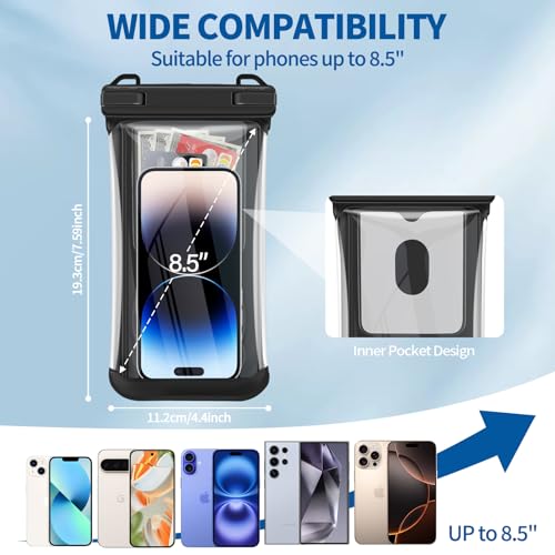 2 Pack Waterproof Phone Pouch, IP68 Waterproof Phone Cases Floating Up to 8.5" Phone, Underwater Waterproof Bags with Inner Pocket, Beach Vacation Essentials Water Park Essentials