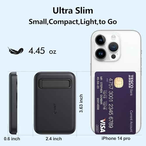 iOS Mini Portable Charger, 5000 mAh Charger Power Bank Slim Small Chargers with Built-in Cable, Travel Battery Pack for iPhone 14/13/12/11 Pro/Pro Max/Plus/Mini/AirPods - color: Light Black