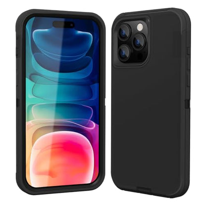 Sansunto for iPhone 15 Pro Max Case with Full Body Protection, Heavy Duty Shockproof Military Grade 3 in 1 Silicone Rubber with Hard PC Rugged Durable Phone Cover for 15 Pro Max 6.7 Inch. (Black) - color: Black
