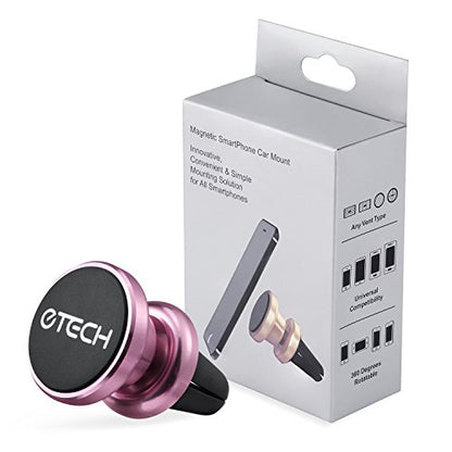 eTECH Magnetic Phone Car Mount Holder, Magnetic Mount Universal Air Vent for iPhone X / 8 Plus / 7 / 6S / 5S, Galaxy S5 / S6 / S7 / S8 / S9, Google Pixel, LG, & Other Smartphones (2Pack Rose Red) - color: 2Pack Rose Red