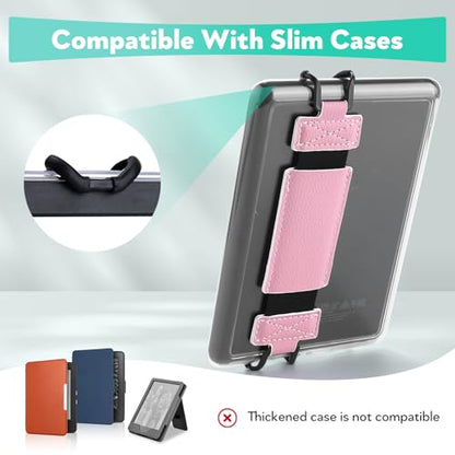 Secure Hand Strap for Kindle and Tablet - High Elasticity Finger Grip Holder Accessories for 6-8 Inches E-Book Tablet - color: Pink