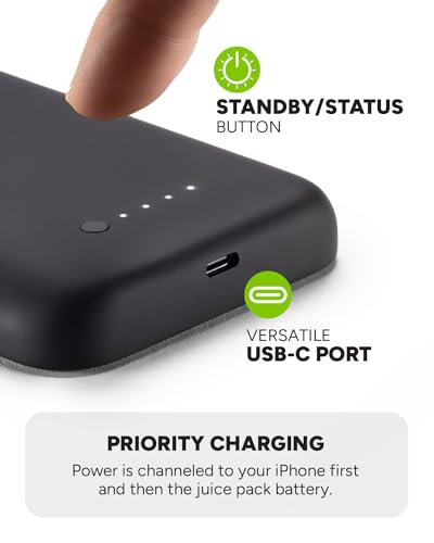 Mophie Juice Pack iPhone 15 Pro Battery Case - Legendary Power & Protection - Up to 50% Extra Battery, 6ft Drop Safety, Eco-Friendly Design, Black