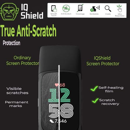 IQShield 6 Pack Screen Protector for Fitbit Charge 6 / Charge 5, Easy Install Anti-Scratch Anti-Bubble Clear TPU Film - size: 1.04 INCH