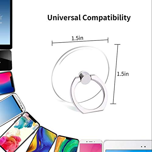 Cell Phone Ring Holder Stand Transparent Finger Grip Loop 360 Degree Rotation Finger Ring Stand (Black Sliver Gold Rose Gold (Round)) - color: Black Sliver Gold Rose gold (Round)