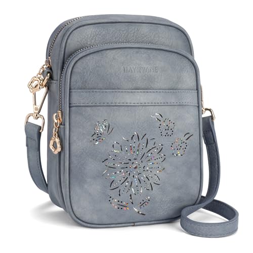 Small Crossbody Bags for Women, RFID Phone Purse with Card Slots, Triple Compartments Lightweight Shoulder Bag - color: 3-blue