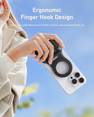 TELESIN Fun Shot Magnetic Phone Camera Grip with Magnetic Selfie Light Kit - color: Black
