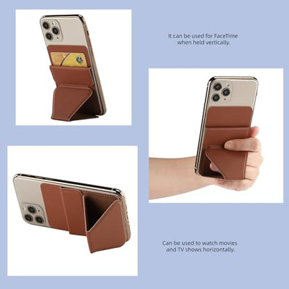 Magnetic Wallet for MagSafe with Stand, RFID Blocking, 2 Card Holder, Slim Leather, Compatible with iPhone 17 16 15 14 13 12 Series - color: brown small support