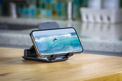 Scosche SUFMPS-SP Universal Cell Phone Stand and Holder with Non-Slip Cradle, Foldable, Adjustable Non-Magnetic Mount for Home Office Desk or Travel Compatible with iPhone, Tablet and All Devices - style: Office Desk / Travel