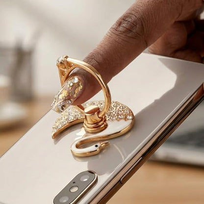 NXVX Swan Phone Ring Holder, White Crystal Finger Grip & Kickstand - color: Luxe Swan White
