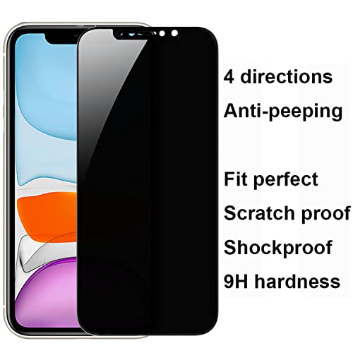 2 Pack 360 Degree Privacy Tempered Glass Suit for iPhone 11 / iPhone XR Anti-Spy 4 Directions Screen Protector Film 4 Sides Anti-Peeping Anti-scratch 6.1 inch - size: for iPhone 11 / iPhone XR