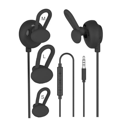 Open-Ear 3.5mm Jack Headphones,Sport Earbuds Wired with Microphone,for Work,Music, Gaming - color: Black, style: 3.5mm