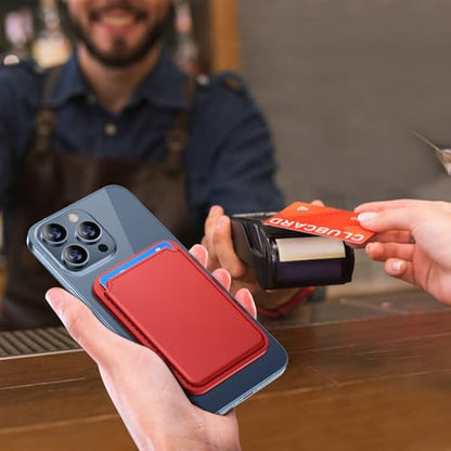 Miracase Magnetic Wallet, Compatible with MagSafe Wallet, 3-Card Holder, for iPhone 15/14/13/12 Series，Red - color: C-Red, style: Basic Wallet