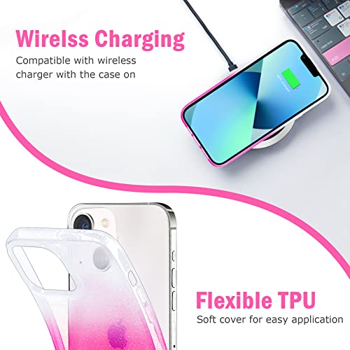 JJGoo Compatible with iPhone 13 Case, Glitter Soft TPU Shockproof Protective Bumper Cover, Sparkle Bling Sparkly Cute Slim Women Girls Phone Case for iPhone 13, 6.1inch, Gradient Glitter Pink - color: Gradient Pink