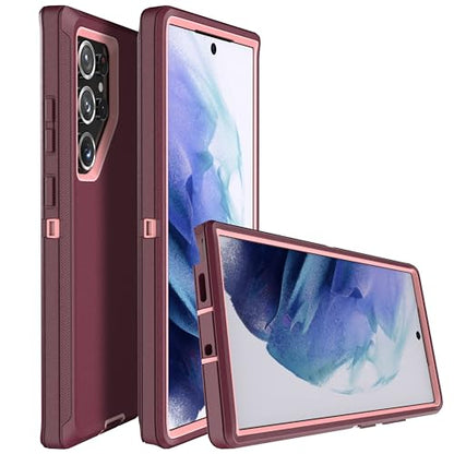MXX Case Designed for S24 Ultra, 3-Layer Super Full Heavy Duty Body Bumper Cover/Shock Protection/Dust Proof Case 5g 2024 (Plum/Pink) - color: Plum/Pink, size: Galaxy S24 Ultra