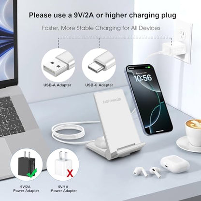 PDKUAI 2 in 1 Wireless Charger,[New Update] 25W Foldable Wireless Charging Station for Samsung Galaxy 25/24/23/Note 20/Buds3,Dual 15W Fast Dual Induction Charge Stand for iPhone 17/17 Pro/16/15/14 - color: White-New