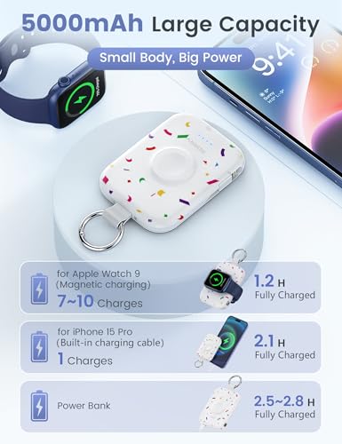 RORRY CharmGo Portable Charger, 5000mAh Portable Charger Power Bank - color: Confetti-White