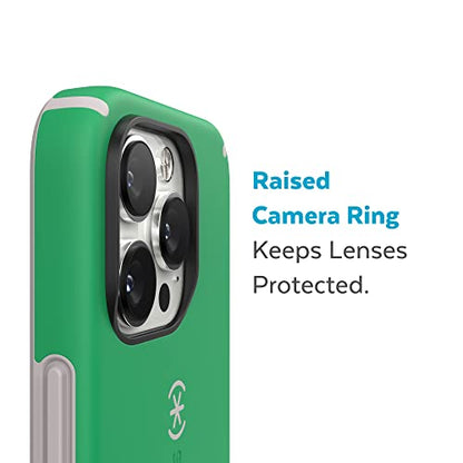 Speck iPhone 14 Pro Max Case - Slim, Drop Protection, Scratch Resistant, Soft Touch, Dual Layer, Renew Green/Sweater Grey CandyShell Pro - color: Renew Green/Sweater Grey