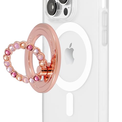 Sonix Magnetic Phone Grip and Phone Ring Holder - Compatible with MagSafe - Rotatable Kickstand and Phone Holder for iPhone 16, 15, 14, 13, 12 Series - Rose Gold/Multi Rhinestone - color: Rose Gold / Multi Rhinestone