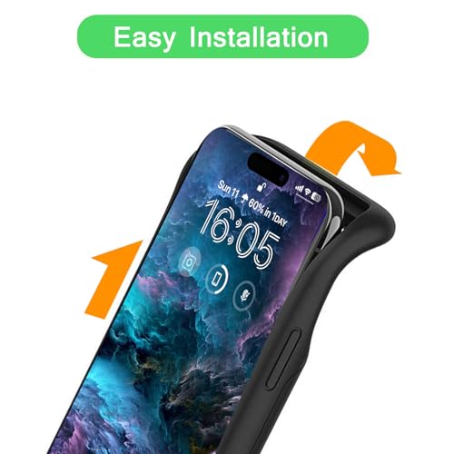 Wireless Charging Case for iPhone 16, 10000mAh High Capacity Portable Rechargeable Protective Extended Battery Case Qi Wireless Charging with iPhone 16(6.1 inch) Extended Battery Charger Case (Black) - size: iPhone 16 (6.1 inch)