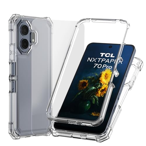 Ailiber for TCL NxtPaper 70 Pro Phone Case, Screen Protector-Crystal Clear | Transparent Slim Anti-Yellowing Soft Silicone, Thin Lifeproof Bumper Heavy Duty Full Body Impact Absorbing Protective Cover - color: Clear