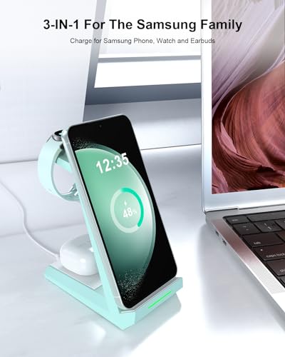 NANAMI 3 in 1 Wireless Charger for Samsung Phone and Watch, Galaxy S26/S25 - color: Green