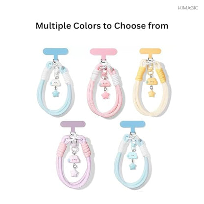 KIMAGIC Korean Dopamine Phone Wrist Strap - Handmade Thickened Phone Lanyard, Anti-Drop Hands-Free Charm - color: 06 Speechless Cloud Star Yellow