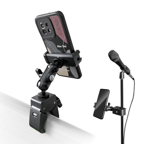ROCKFREE Clip Phone Holder,Universal Arm,Clamp Mount for Hanldle Bar,Desk - style: 3.94" Aluminum Arm Phone Holder