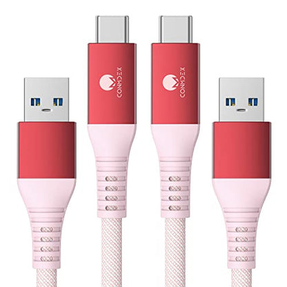 CONMDEX Android Auto USB Cable [3ft, 2-Pack] 10Gbps, 3A Fast Charging - color: Red, size: 3ft+3ft, style: 2Pack