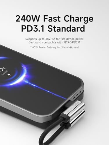 Hagibis 0.5ft 90 Degree USB4 Cable, 40Gbps Data Transfer, 8K@60Hz Video Display, 240W Fast Charging Right Angle USB-C Cable, Short Type-C Cable for iPhone 17 16 15 Pro Max, iPad Pro, Laptop