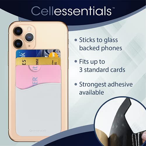 USA Merchant Redesigned Card Holder - Silicone Stick on Cell Phone Wallet with Pocket for Credit Card ID Business Card - iPhone Android & Smartphones Black, White, Navy - color: Black, White, Navy