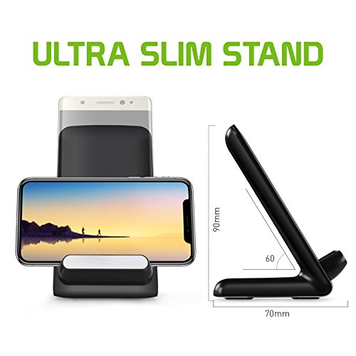 Dual Coil Wireless Charger, 10W Max Wireless Charging Pad, Compatible for iPhones, Samsung Galaxy Smartphones, Google Pixels (Fast Charger Stand)