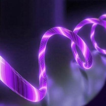 USB A to USB C Cable with Purple LED Light Strip, Suitable for Almost All Tyoe-C Devices, Supports Fast Charging, Data Transfer, Night Vision Illumination, Portable 39 inches. - color: USB A TO C Purple