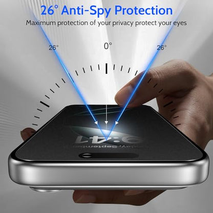 Fotbor [Ultra-Shield 26° True Privacy Screen Protector Compatible with iPhone 16 Pro, 2-Pack Elite Matte AG Etched Glass, 9H Anti-Shatter, with [Installation Master Kit] - size: iPhone 16 Pro-6.3 inch