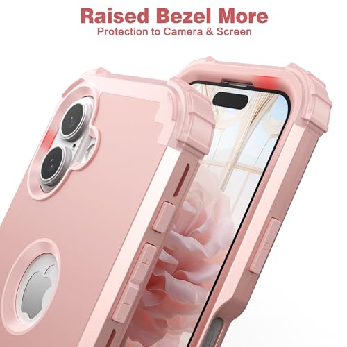 IDweel for iPhone 17 Case with Screen Protector for Women, 3 in 1 Shockproof Slim Fit Hybrid Heavy Duty Hard PC Cover Soft Silicone Bumper Full Body Anti-Fingerprint Case, Rose Gold - color: Rose Gold