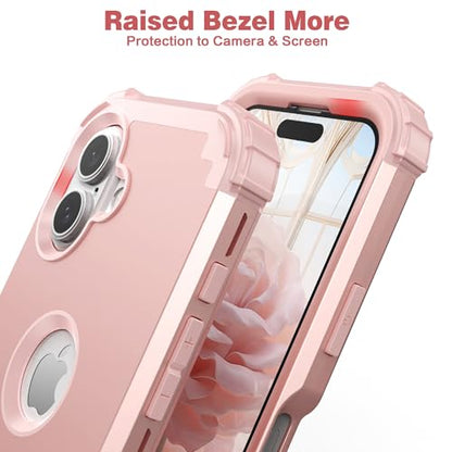 IDweel for iPhone 17 Case with Screen Protector for Women, 3 in 1 Shockproof Slim Fit Hybrid Heavy Duty Hard PC Cover Soft Silicone Bumper Full Body Anti-Fingerprint Case, Rose Gold - color: Rose Gold