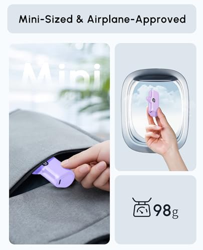 Handy Purple USB C Power Bank Portable Phone Charger With Stand, 5000mah Mini Battery Pack Backup Charger with Digital Display for iPhone 17/16/15 series, Littile Mobile Charger for Samsung/Google/LG - color: Purple