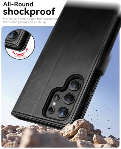 OCASE Compatible with Galaxy S25 Ultra Wallet Case, PU Leather Flip Folio Case with Card Holders RFID Blocking Kickstand [Shockproof TPU Inner Shell] Protective Phone Cover 2025, Black - color: Black, size: Samsung Galaxy S25 Ultra