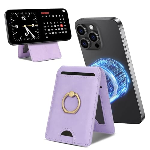 Ultra-Thin Magnetic Card Holder with Swivel Stand(Light Purple) - color: Light Purple