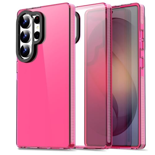 AICase Neon Hot Pink Clear Phone Case for Samsung Galaxy S26 Ultra, Trendy Women Girly Aesthetic Preppy Colorful Colored Cute Retro Bright Protective Jelly Aura Cover - color: Hot Pink, size: S26 ULTRA