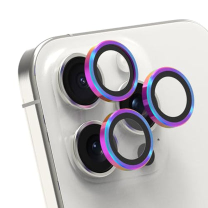 PureGear Camera Lens Protector for Apple iPhone 15 Pro & 15 Pro Max, Protects Camera Lens from Drops & Scratches, Ultra-Thin HD Tempered Glass Individual Ring Cover Lens Protectors-Iridescent - color: Iridescent