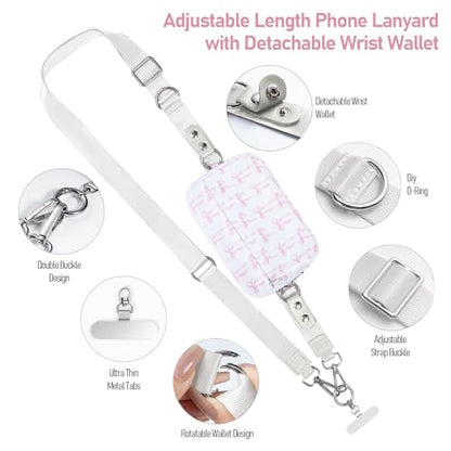 Tiostep Clip and Go Strap for Phone with Wallet Crossbody Phone Lanyard Adjustable and Detachable RFID Wristlet Wallet (Bow, Medium) - color: Bow, size: Medium