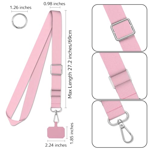 2 Pack Phone Lanyard Cell Phone Lanyard Crossbody Adjustable Phone Strap for Use Around the Neck Cell Phone Lanyard - color: Pink Color