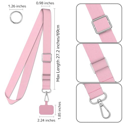 2 Pack Phone Lanyard Cell Phone Lanyard Crossbody Adjustable Phone Strap for Use Around the Neck Cell Phone Lanyard - color: Pink Color