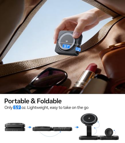 Wireless Charger for iPhone, 3-in-1 Magnetic Charging Station for Apple - color: Black