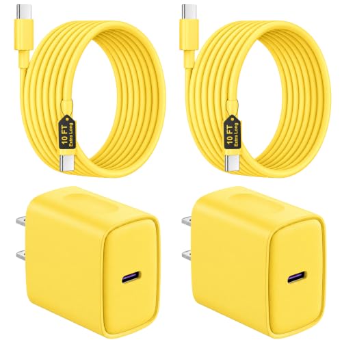 iPhone 18 17 16 15 Charger Fast Charging USB C Charger Block - color: Yellow, size: 10FT