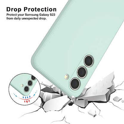Vanjua Case for Samsung Galaxy S23 (Only), Stylish Liquid Silicone Slim Full-Body Protective Cover Compatible with Samsung Galaxy S23 5G 6.1 Inch Phone Case (Light Cyan) - color: Light Cyan