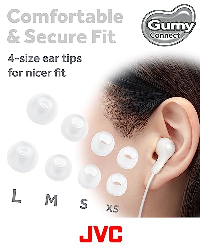 JVC Gumy Connect USB-C Wired Earbuds Headphones, Delay-Free for Videos and Gaming, Built-in DAC Reduces Noise and Improves Sound Quality, 9.2 mm Diameter Neodymium Drivers - HAFR9UCW (White) - color: White, size: USB-C Jack