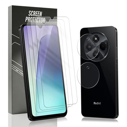 3+2 Pack Tempered Glass for Redmi 14C 4G Screen Protector with Camera Lens Protector, 9H Hardness, HD Clear Film, Case Friendly, Screen Protector for Redmi 14C 4G - size: for Redmi 14C 4G Glass