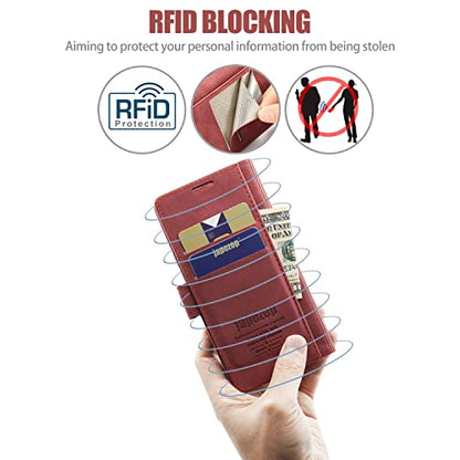 Moto G Power 2022 Wallet Case with [RFID Blocking],Red | Card Holder, Kickstand, Magnetic, Soft Leather Flip Case Wallet for Moto G Power 2022 6.5 Inch - color: Red, size: Moto G Power 2022 6.5 inch